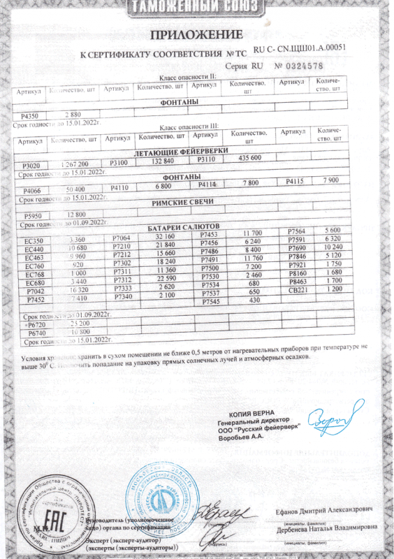 Сертификат соответствия № 0324578  - Верещагино | vereshchagino.salutsklad.ru 